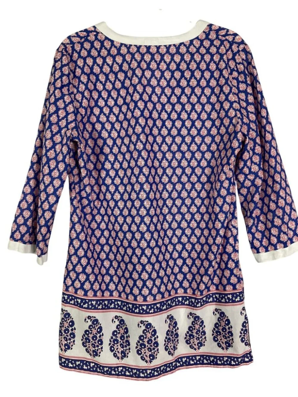 J.Crew Factory Floral Paisley Poplin Tunic Top Blue White Medium Style E9413